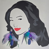 Molly - Purple Blue Boho Feather Earrings - Shop Moxxc