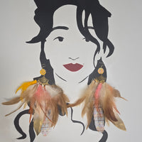 Jacqueline - Yellow Festival Feather Earrings - Shop Moxxc