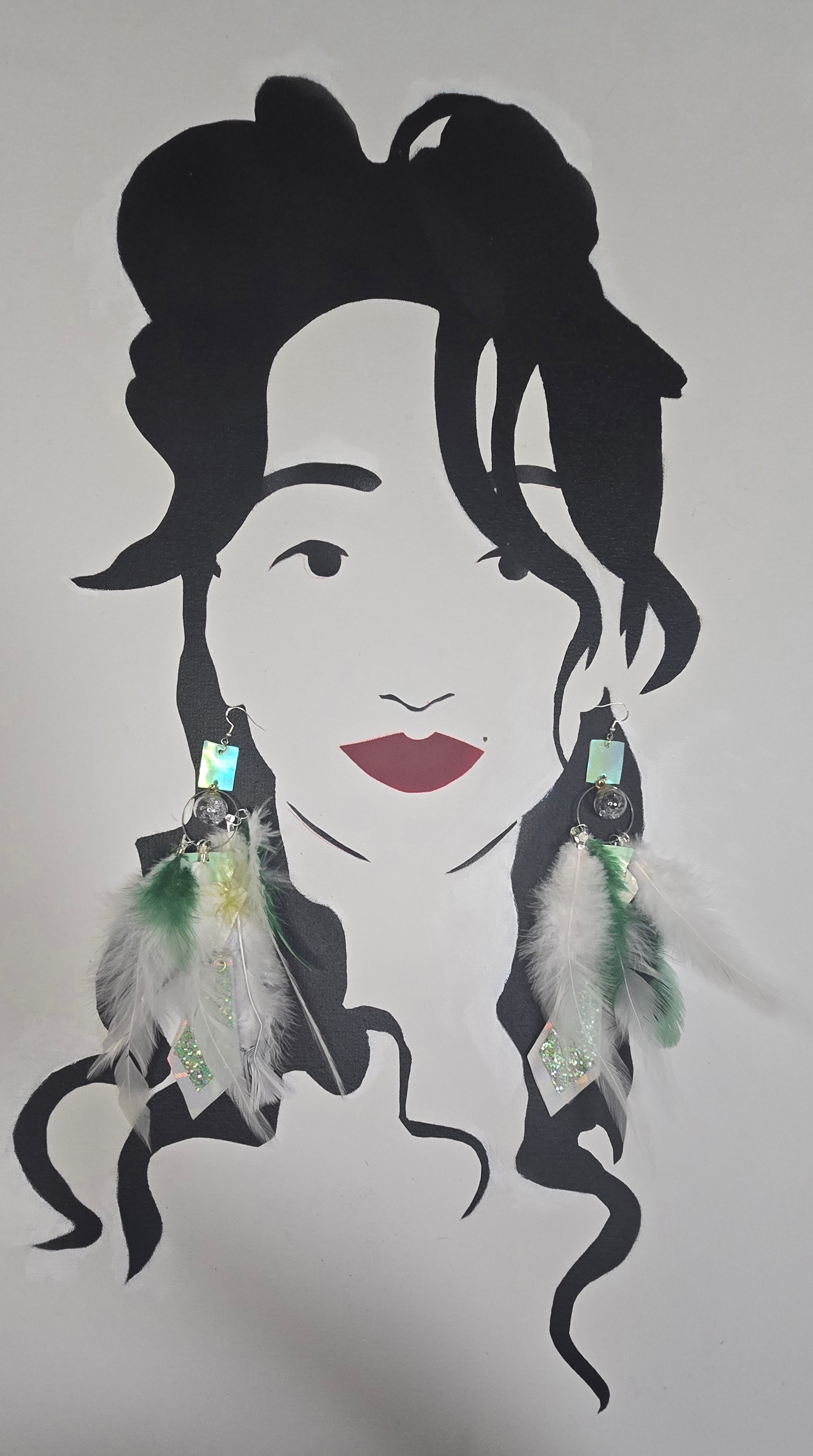 Aja - White Boho Feather Earrings - Shop Moxxc