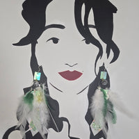 Melanie - Lime Green Festival Feather Earrings - Shop Moxxc
