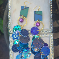 Sylvia - Blue Round long Dangle Earrings - Shop Moxxc