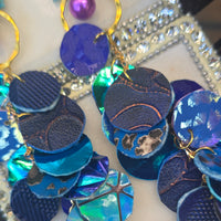 Sylvia - Blue Round long Dangle Earrings - Shop Moxxc