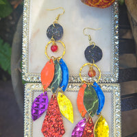 Lonni - Multicolored Rainbow Geometric Chandelier Earrings - Shop Moxxc