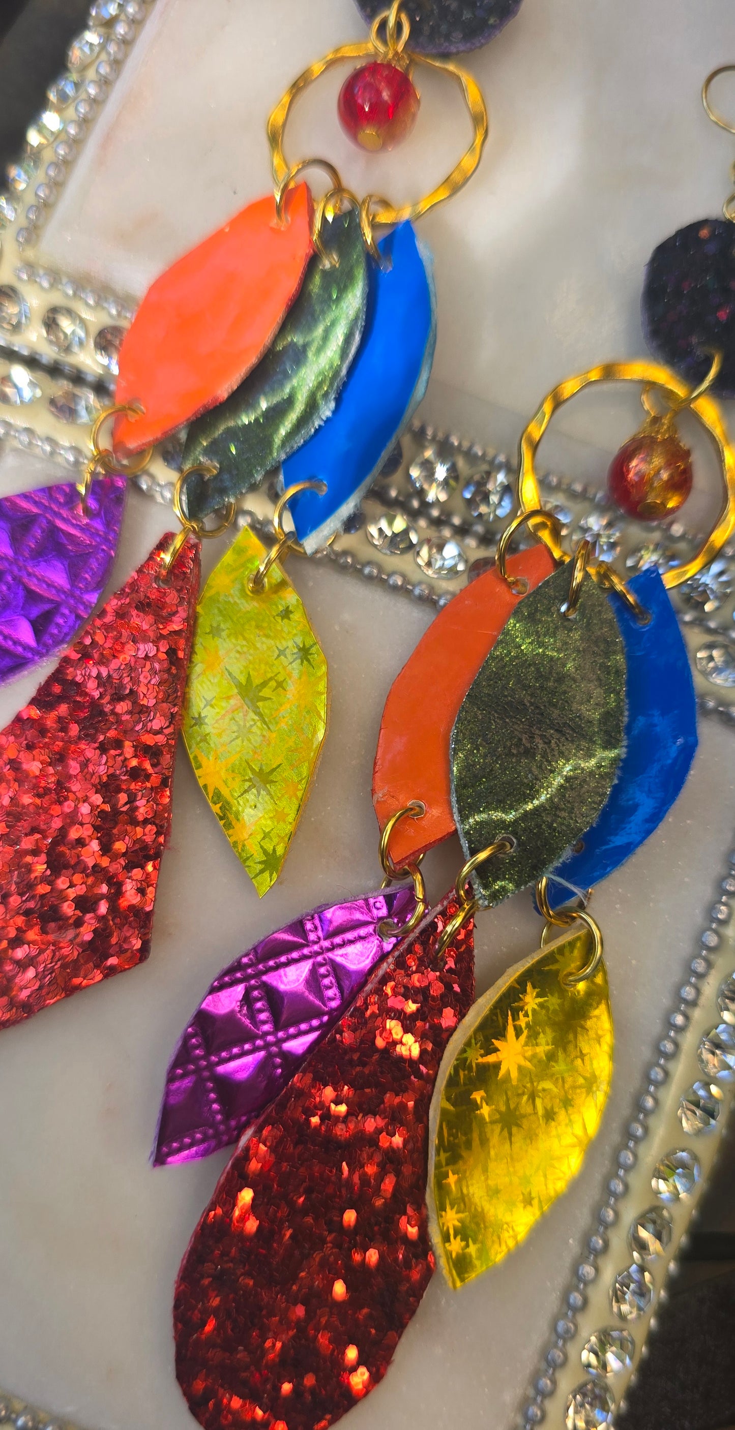 Lonni - Multicolored Rainbow Geometric Chandelier Earrings - Shop Moxxc