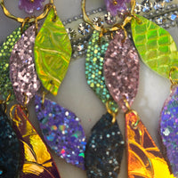 Daniela - Multicolored Iridescent Geometric Chandelier Earrings - Shop Moxxc