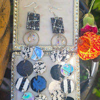 Erica - Black White Round Dangle Earrings - Shop Moxxc