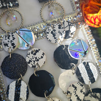 Erica - Black White Round Dangle Earrings - Shop Moxxc