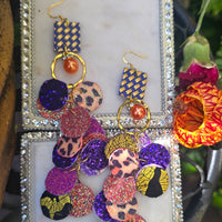 Victoria - Purple Orange Round Dangle Earrings - Shop Moxxc