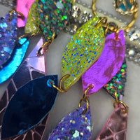 Claudia - Sparkly Pastel Geometric Chandelier Earrings - Shop Moxxc