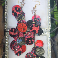Isabel - Red Round Dangle Earrings - Shop Moxxc