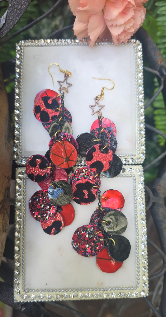 Isabel - Red Round Dangle Earrings - Shop Moxxc