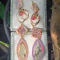 Angie - Rose Gold Shimmery Dangle Earrings - Shop Moxxc