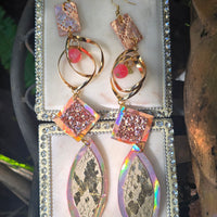 Angie - Rose Gold Shimmery Dangle Earrings - Shop Moxxc