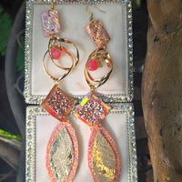 Angie - Rose Gold Shimmery Dangle Earrings - Shop Moxxc