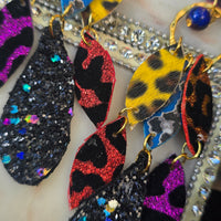 Bex - Multicolored Animal Print Chandelier Dangle Earrings - Shop Moxxc