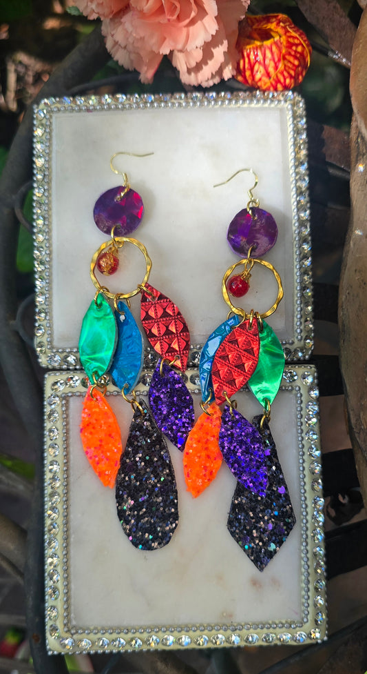 Katherine - Multicolored Geometric Chandelier Dangle Earrings - Shop Moxxc