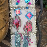 Ivy - Blue Pink Long Dangle Star Earrings - Shop Moxxc