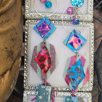 Ivy - Blue Pink Long Dangle Star Earrings - Shop Moxxc