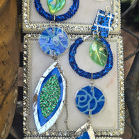 Stacy - Blue Hoop Long Dangle Earrings - Shop Moxxc