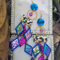 Karen - Multicolored Blue Diamond Chandelier Earrings - Shop Moxxc
