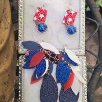 Vickie - Red Blue Star Teardrop Chandelier Earrings - Shop Moxxc