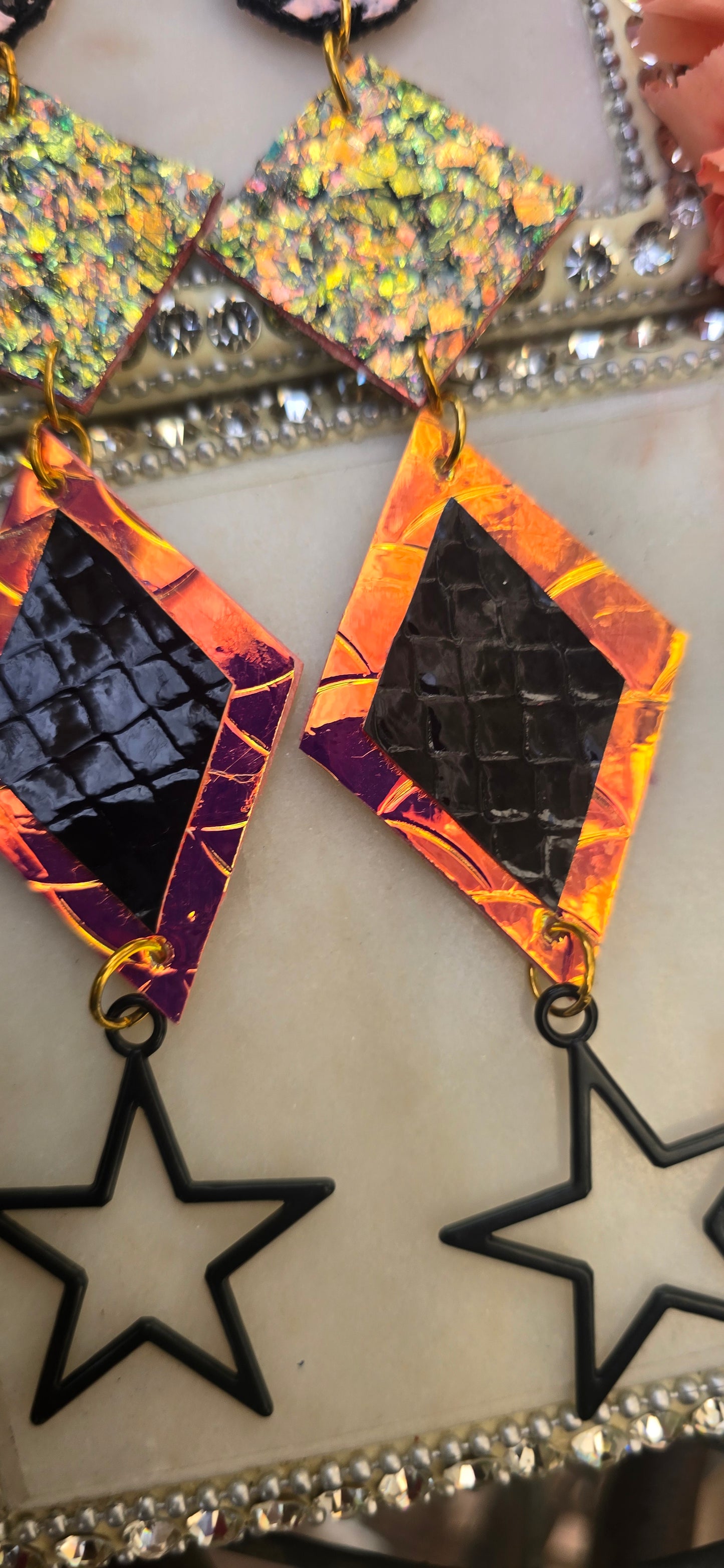 Kelly - Pink Star Ling Dangle Earrings - Shop Moxxc