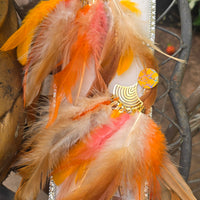 Jacqueline - Yellow Festival Feather Earrings - Shop Moxxc