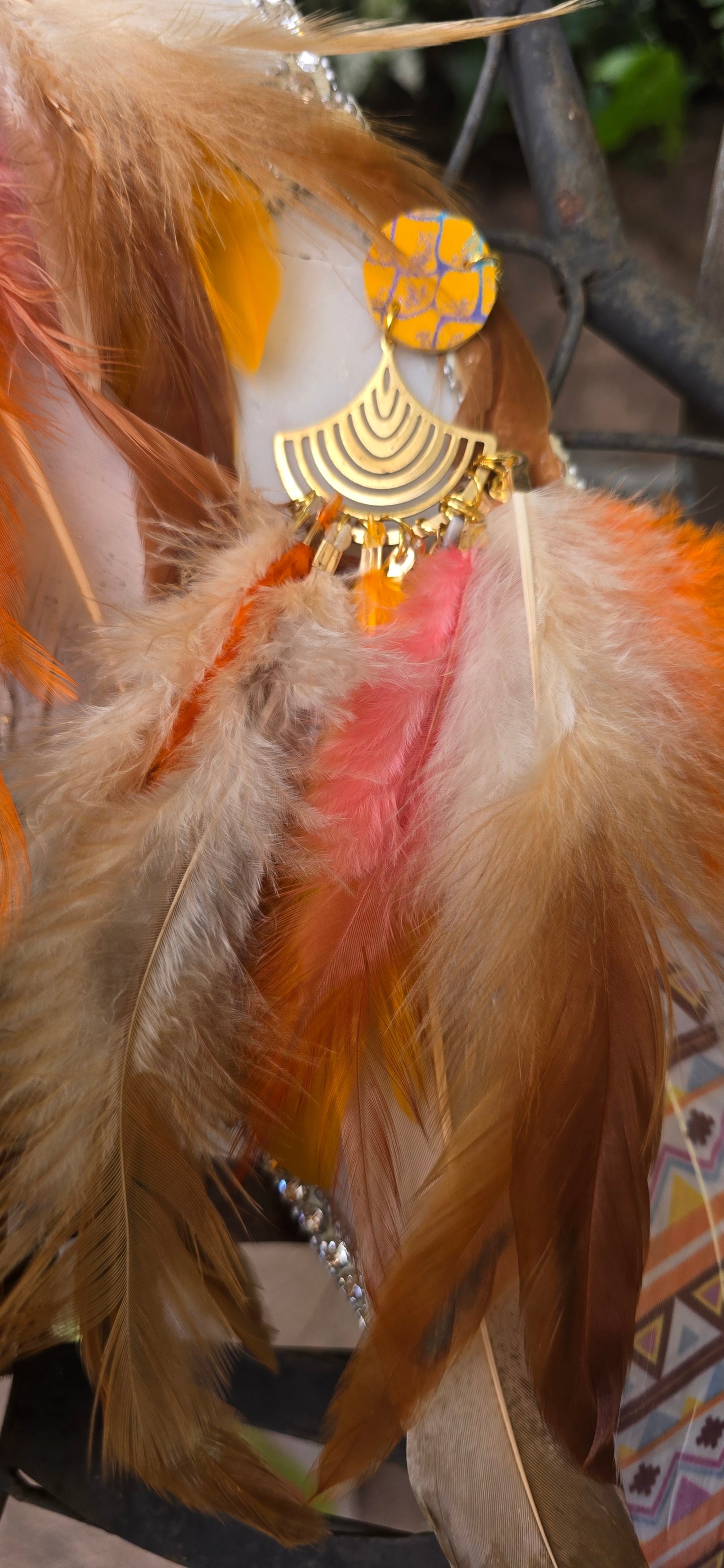Jacqueline - Yellow Festival Feather Earrings - Shop Moxxc