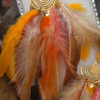 Jacqueline - Yellow Festival Feather Earrings - Shop Moxxc
