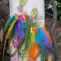 Julie - Multicolored Festival Boho Feather Earrings - Shop Moxxc