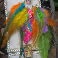 Julie - Multicolored Festival Boho Feather Earrings - Shop Moxxc