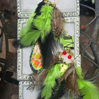 Tiffany - Green Festival Feather Earrings - Shop Moxxc