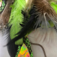 Tiffany - Green Festival Feather Earrings - Shop Moxxc