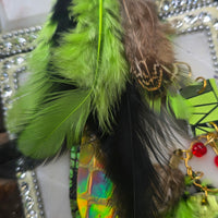 Tiffany - Green Festival Feather Earrings - Shop Moxxc
