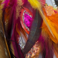 Elena - Orange Festival Feather Earrings - Shop Moxxc