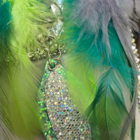 Heidi - Turquoise Glittery Feather Earrings - Shop Moxxc