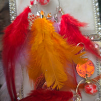 Jordan - Orange Festival Feather Earrings - Shop Moxxc