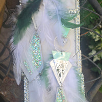 Aja - White Boho Feather Earrings - Shop Moxxc
