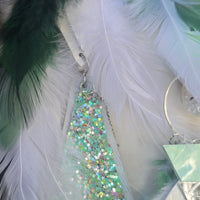 Aja - White Boho Feather Earrings - Shop Moxxc