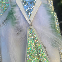 Aja - White Boho Feather Earrings - Shop Moxxc