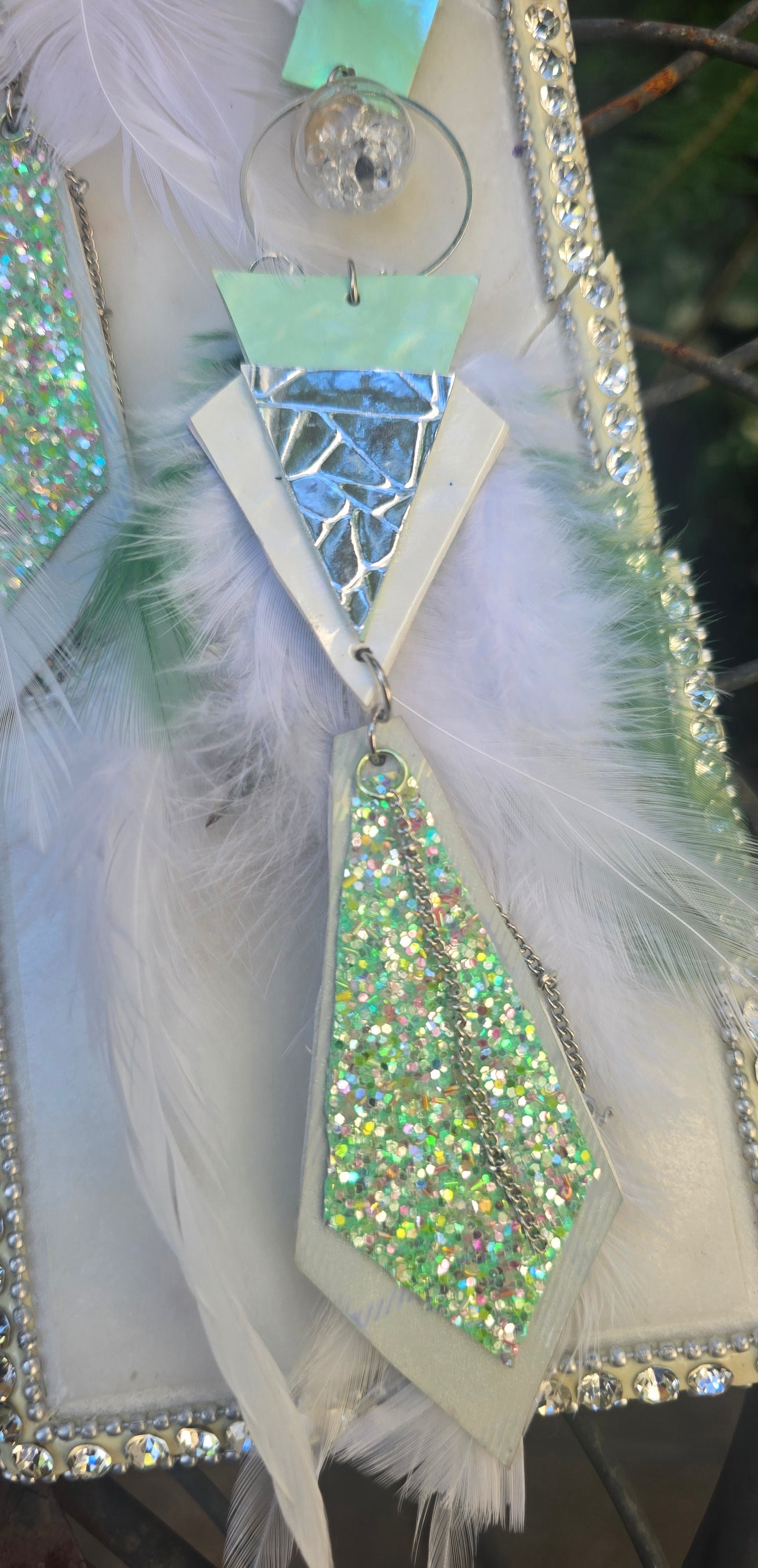 Aja - White Boho Feather Earrings - Shop Moxxc