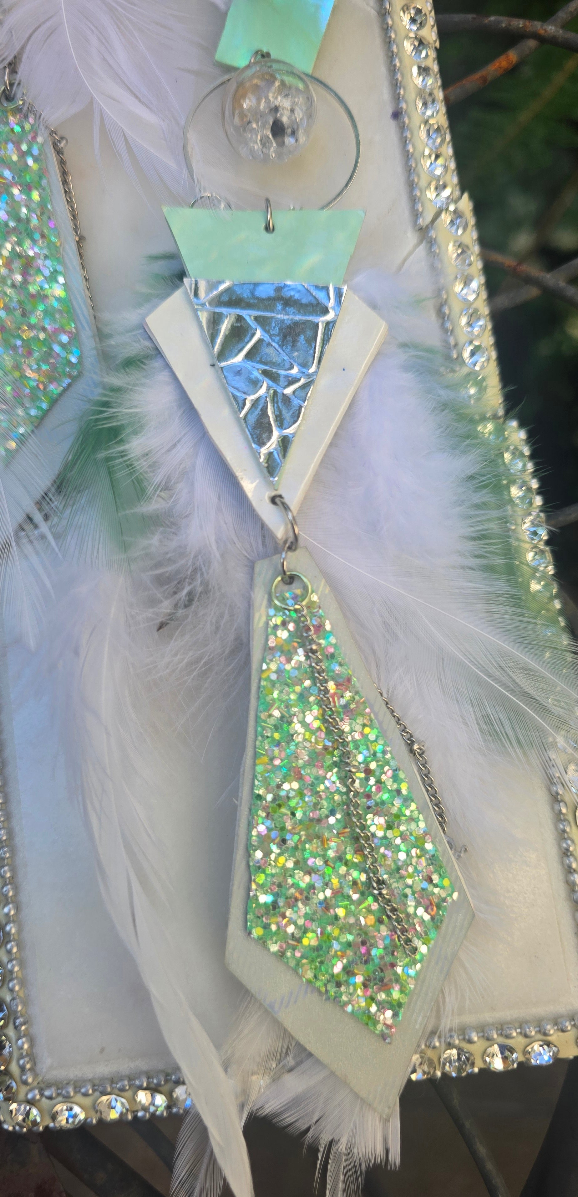 Aja - White Boho Feather Earrings - Shop Moxxc