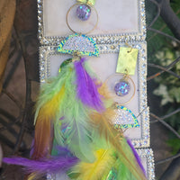 Sera - Lime Green Iridescent Feather Earrings - Shop Moxxc