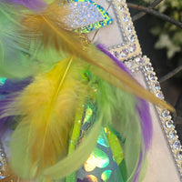 Sera - Lime Green Iridescent Feather Earrings - Shop Moxxc