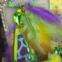 Sera - Lime Green Iridescent Feather Earrings - Shop Moxxc