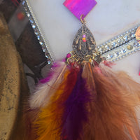 Lana - Hot Pink Festival Feather Earrings - Shop Moxxc
