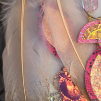 Mahogany - Pink Iridescent Boho Feather Earrings - Shop Moxxc