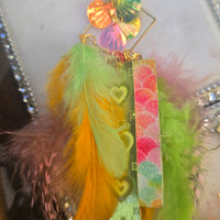 Nadine - Bright Neon Feather Earrings - Shop Moxxc