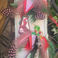 JoAnna - Red Pink Feather Earrings - Shop Moxxc