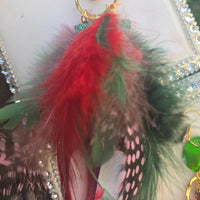 JoAnna - Red Pink Feather Earrings - Shop Moxxc